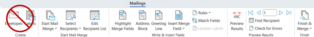 Microsoft Word Mailings tab